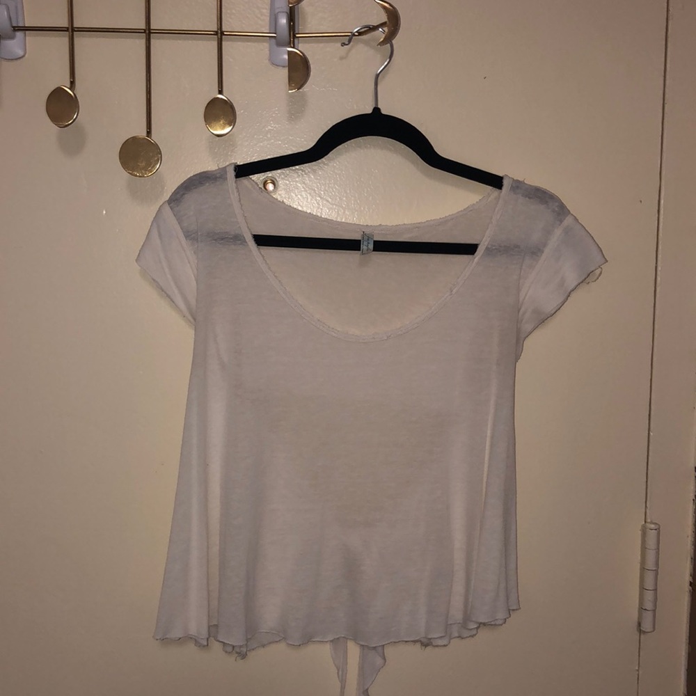 Free people open back white tee
